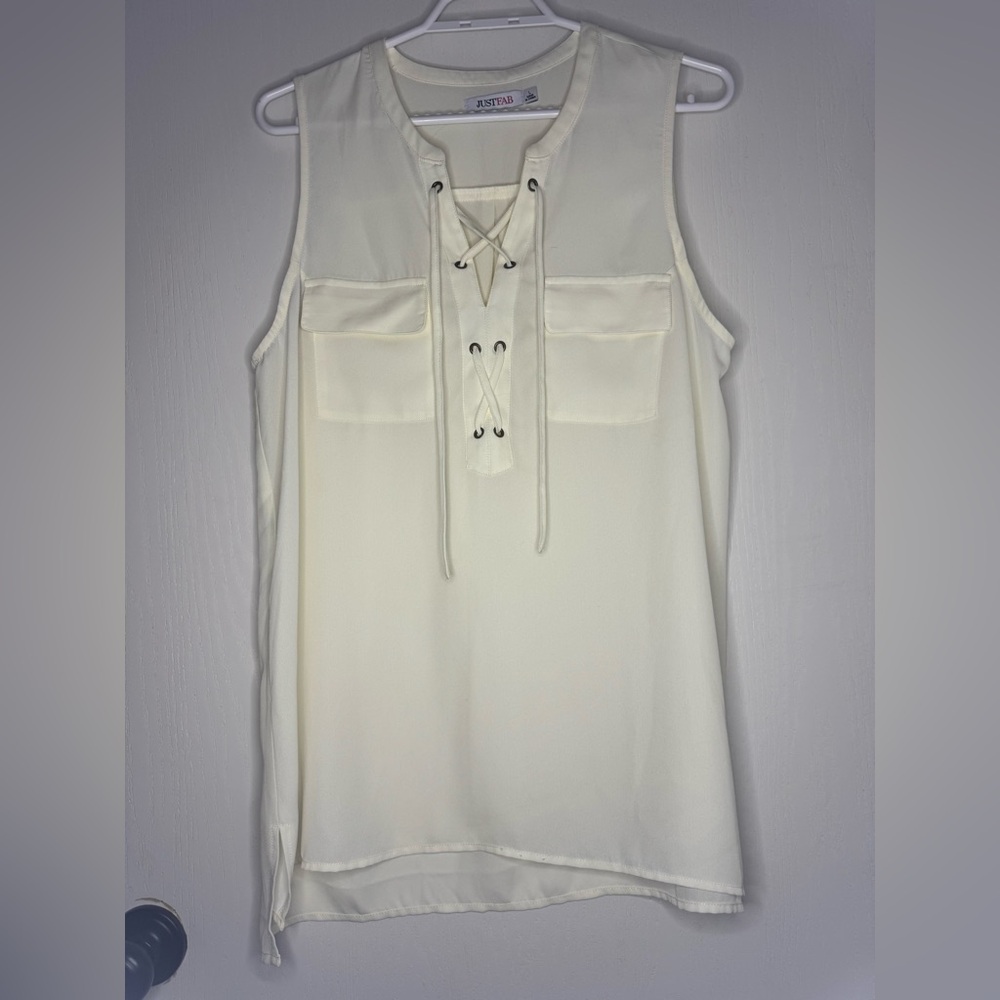 Cream Sleeveless Top